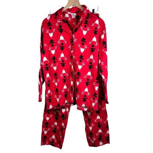 Allison Rhea Size Medium Women Cotton Pajamas Long Sleeve Reindeer Holiday